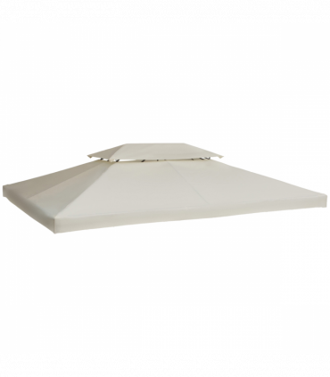 3x4 m 2-Tier Waterproof Gazebo Replacement Top-Cream-White