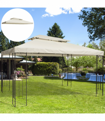 3x4 m 2-Tier Waterproof Gazebo Replacement Top-Cream-White