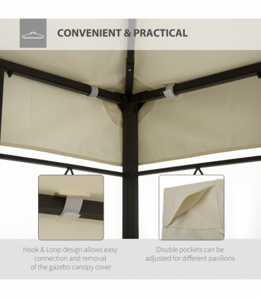 3x4 m 2-Tier Waterproof Gazebo Replacement Top-Cream-White