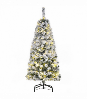 4 Feet Prelit Artificial Snow Flocked Christmas Tree Warm LED Light Green White
