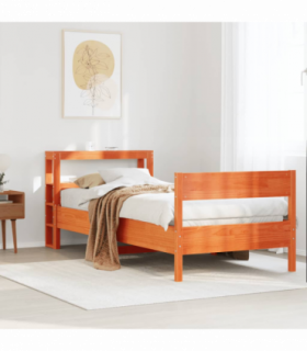 vidaXL Bed Frame without Mattress Wax Brown 75x190 cm Small Single Solid Wood Pine