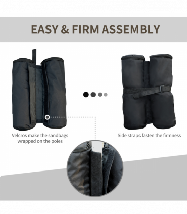 4 Pc Gazebo Sand Bag Weight Set-Black