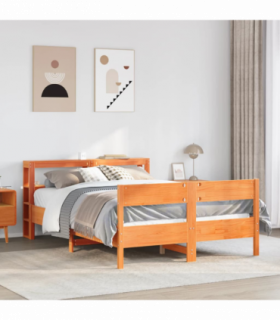 vidaXL Bed Frame without Mattress Wax Brown 135x190 cm Double Solid Wood Pine