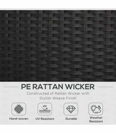 Garden & Patio 4 Pieces Rattan Sofa Set, Steel-Black, 124cmx68cmx68cm