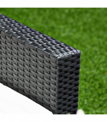 Garden & Patio 4 Pieces Rattan Sofa Set, Steel-Black, 124cmx68cmx68cm