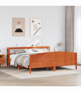 vidaXL Bed Frame without Mattress Wax Brown 180x200 cm Super King Solid Wood Pine