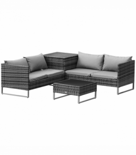 4-Piece PE Rattan Outdoor Garden Furniture Set Mixed Grey