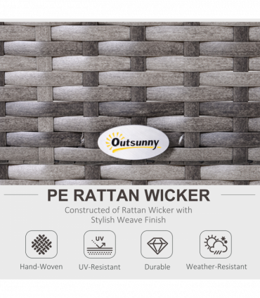 4-Seater Half Moon Shaped Rattan Outdoor Garden Furniture Set Grey