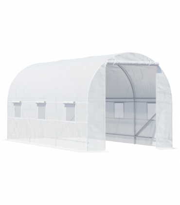 Outdoor Walk-In Poly Tunnel Greenhouse White Galvanized Steel Tube 4.5m x 2m