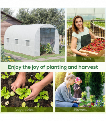 Outdoor Walk-In Poly Tunnel Greenhouse White Galvanized Steel Tube 4.5m x 2m