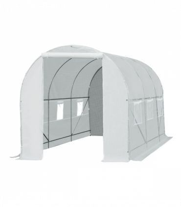 Outdoor Walk-In Poly Tunnel Greenhouse White Galvanized Steel Tube 4.5m x 2m