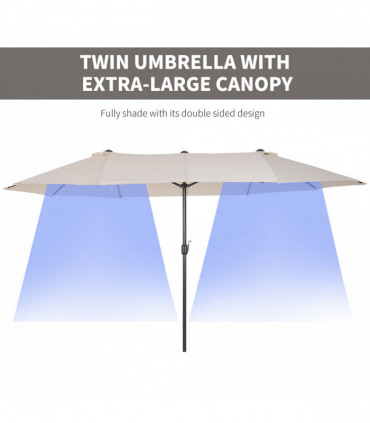 Garden Umbrella 4.6m Double-Sided Beige Metal Parasol Sun Umbrella