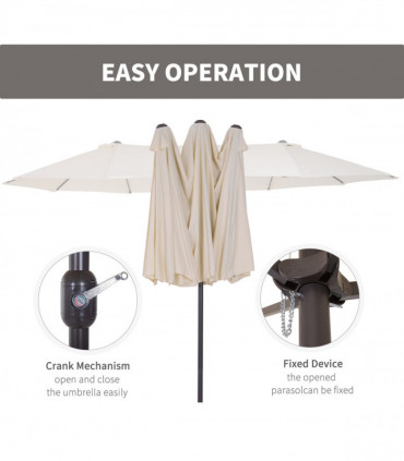 Garden Umbrella 4.6m Double-Sided Beige Metal Parasol Sun Umbrella
