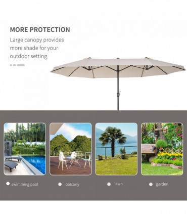 Garden Umbrella 4.6m Double-Sided Beige Metal Parasol Sun Umbrella