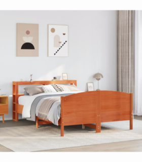 vidaXL Bed Frame without Mattress Wax Brown 140x200 cm Solid Wood Pine