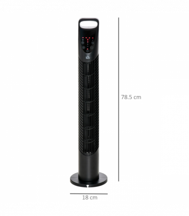 Tower Fan Black ABS 18cmx18cmx78.5cm 40W Wind Speed Adjustable Oscillating Fan