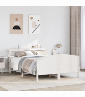 vidaXL Bed Frame without Mattress White 135x190 cm Double Solid Wood Pine