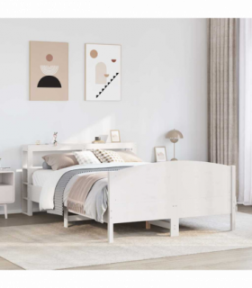 vidaXL Bed Frame without Mattress White 150x200 cm King Size Solid Wood Pine