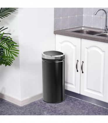 Sensor Trash Can 42L Stainless Steel Black 30.5cm x 30.5cm x 68cm