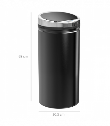 Sensor Trash Can 42L Stainless Steel Black 30.5cm x 30.5cm x 68cm