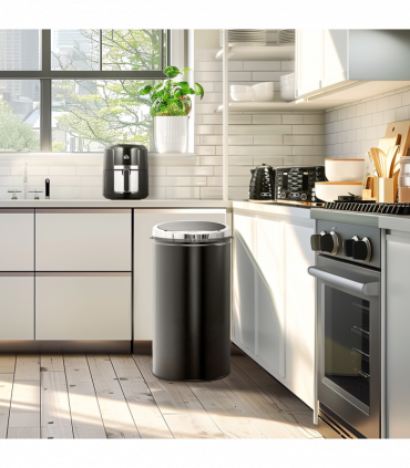 Sensor Trash Can 42L Stainless Steel Black 30.5cm x 30.5cm x 68cm