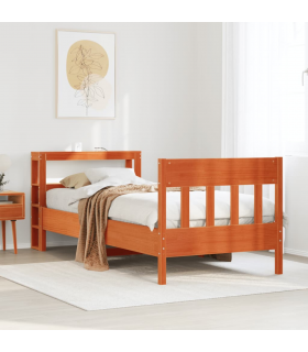 vidaXL Bed Frame without Mattress Wax Brown 90x190 cm Single Solid Wood Pine