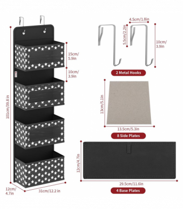 4TIER BLACK HANGING ORGANISER 1010278
