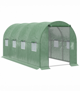 4x2 m Polytunnel Walk-in Greenhouse with Zip Door and Windows-Green