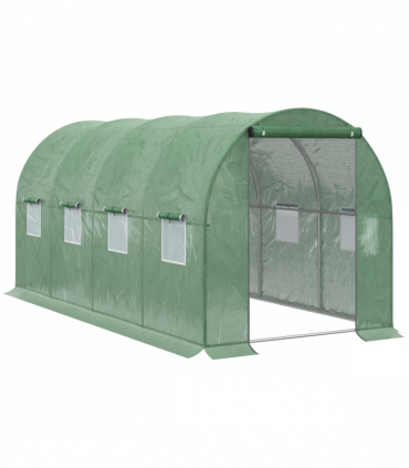 4x2 m Polytunnel Walk-in Greenhouse with Zip Door and Windows-Green