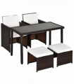 5 P? Rattan Set-Brown/Creamy White