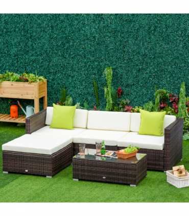 Outdoor Rattan Wicker Sofa Brown 75cmx75cmx64cm PE Rattan Wicker 5 PCS Sofa Set