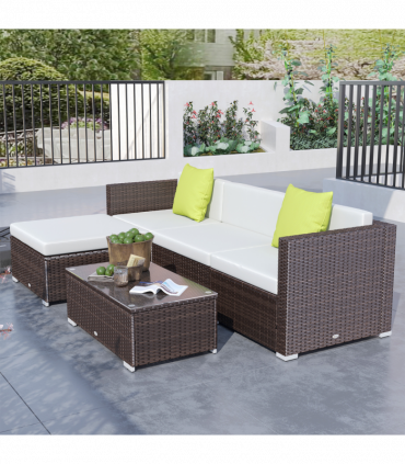 Outdoor Rattan Wicker Sofa Brown 75cmx75cmx64cm PE Rattan Wicker 5 PCS Sofa Set