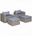 Outdoor Seating Set PE Rattan Grey 73cm x 73cm x 65cm 5 Pcs Armchair Comfort
