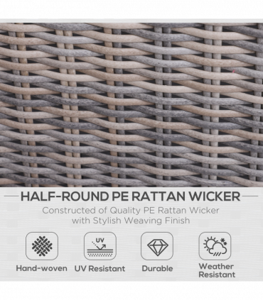Outdoor Seating Set PE Rattan Grey 73cm x 73cm x 65cm 5 Pcs Armchair Comfort