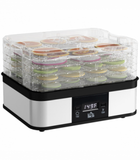 5 Tier Food Dehydrator 245W Stainless Steel Food Dryer Machine Timer LCD Silver