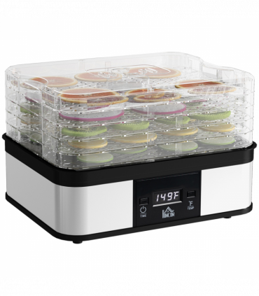 5 Tier Food Dehydrator 245W Stainless Steel Food Dryer Machine Timer LCD Silver