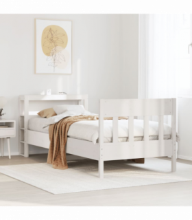 vidaXL Bed Frame without Mattress White 75x190 cm Small Single Solid Wood Pine