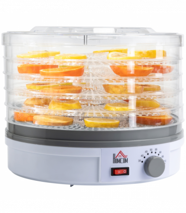 5 Tier Food Dehydrator 245W Stainless Steel Food Dryer Machine Timer LCD White