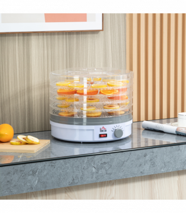 5 Tier Food Dehydrator 245W Stainless Steel Food Dryer Machine Timer LCD White