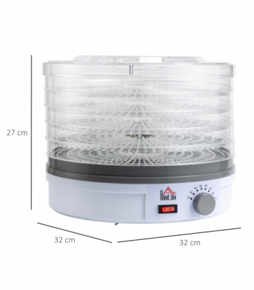 5 Tier Food Dehydrator 245W Stainless Steel Food Dryer Machine Timer LCD White