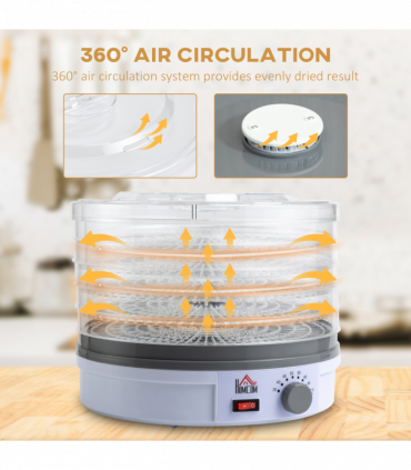 5 Tier Food Dehydrator 245W Stainless Steel Food Dryer Machine Timer LCD White