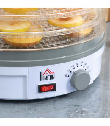 5 Tier Food Dehydrator 245W Stainless Steel Food Dryer Machine Timer LCD White