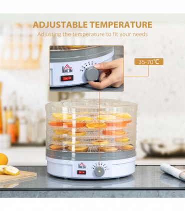 5 Tier Food Dehydrator 245W Stainless Steel Food Dryer Machine Timer LCD White
