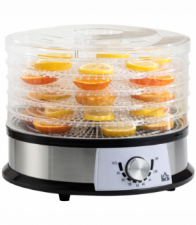 Food Dehydrator - 5 Tier Stainless Steel Dryer Machine Silver 34cm x 34cm