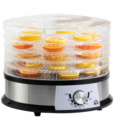 Food Dehydrator - 5 Tier Stainless Steel Dryer Machine Silver 34cm x 34cm