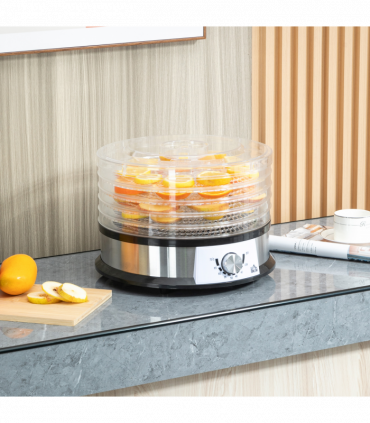 Food Dehydrator - 5 Tier Stainless Steel Dryer Machine Silver 34cm x 34cm