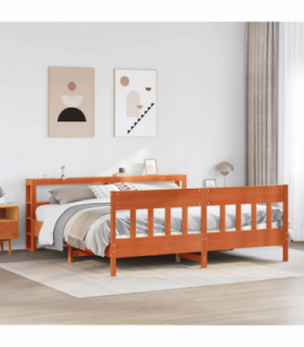vidaXL Bed Frame without Mattress Wax Brown 180x200 cm Super King Solid Wood Pine
