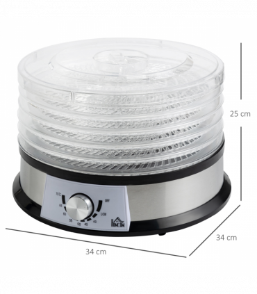 Food Dehydrator - 5 Tier Stainless Steel Dryer Machine Silver 34cm x 34cm