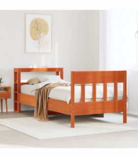 vidaXL Bed Frame without Mattress Wax Brown 75x190 cm Small Single Solid Wood Pine
