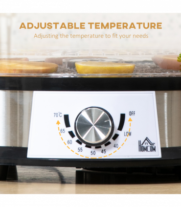 Food Dehydrator - 5 Tier Stainless Steel Dryer Machine Silver 34cm x 34cm